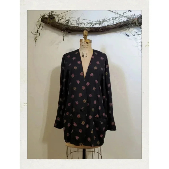 Fundamental Things | Vintage Blue Plum Boho Festival Slouchy Coverup Blazer - Picture 1 of 7